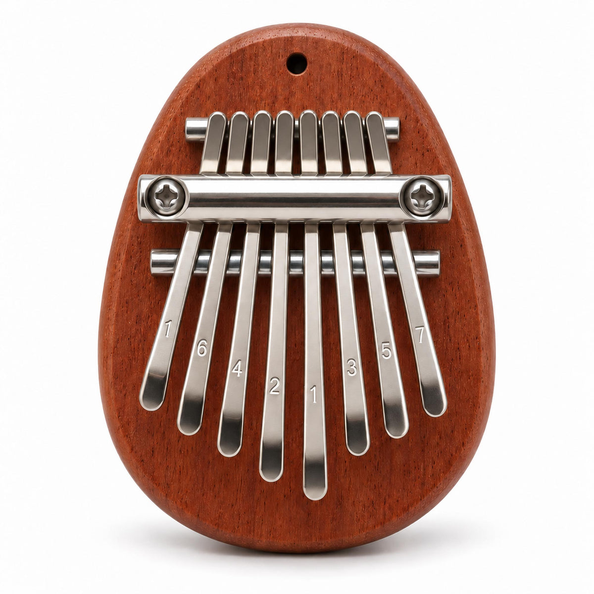 Teardrop mini wooden kalimba thumb piano with 8 numbered steel tines