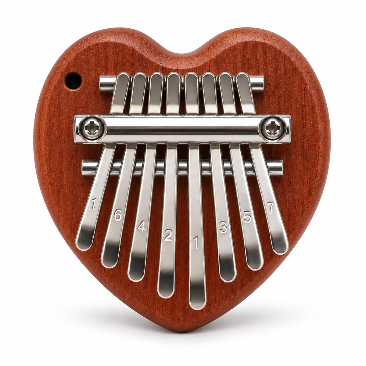 Heart shaped compact wooden thumb piano gift for mindfulness and focus