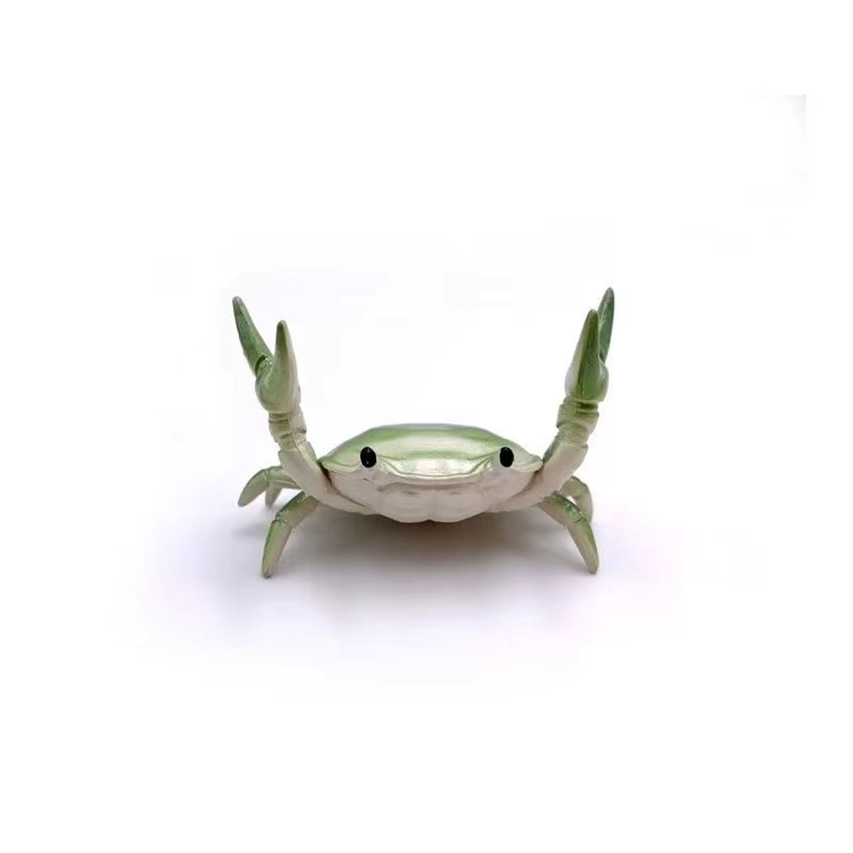 Forest green novelty crab pen holder desk figurine shown in front view