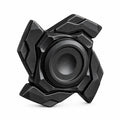 Matte black transforming metal EDC fidget spinner in folded desk layout