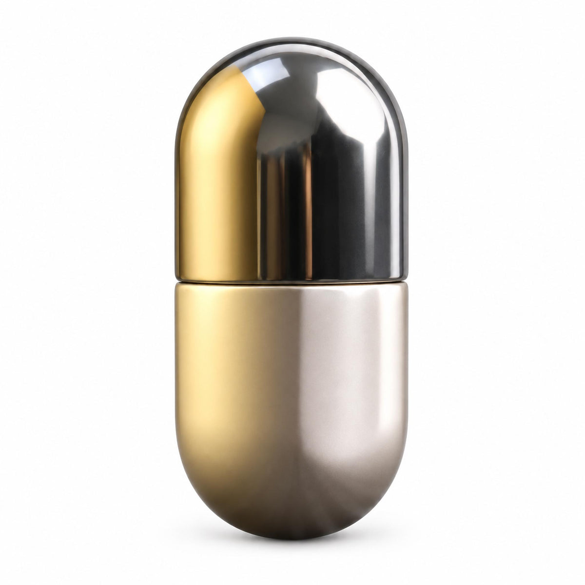 Mocha two-tone metallic capsule tactile fidget toy closed on studio background
