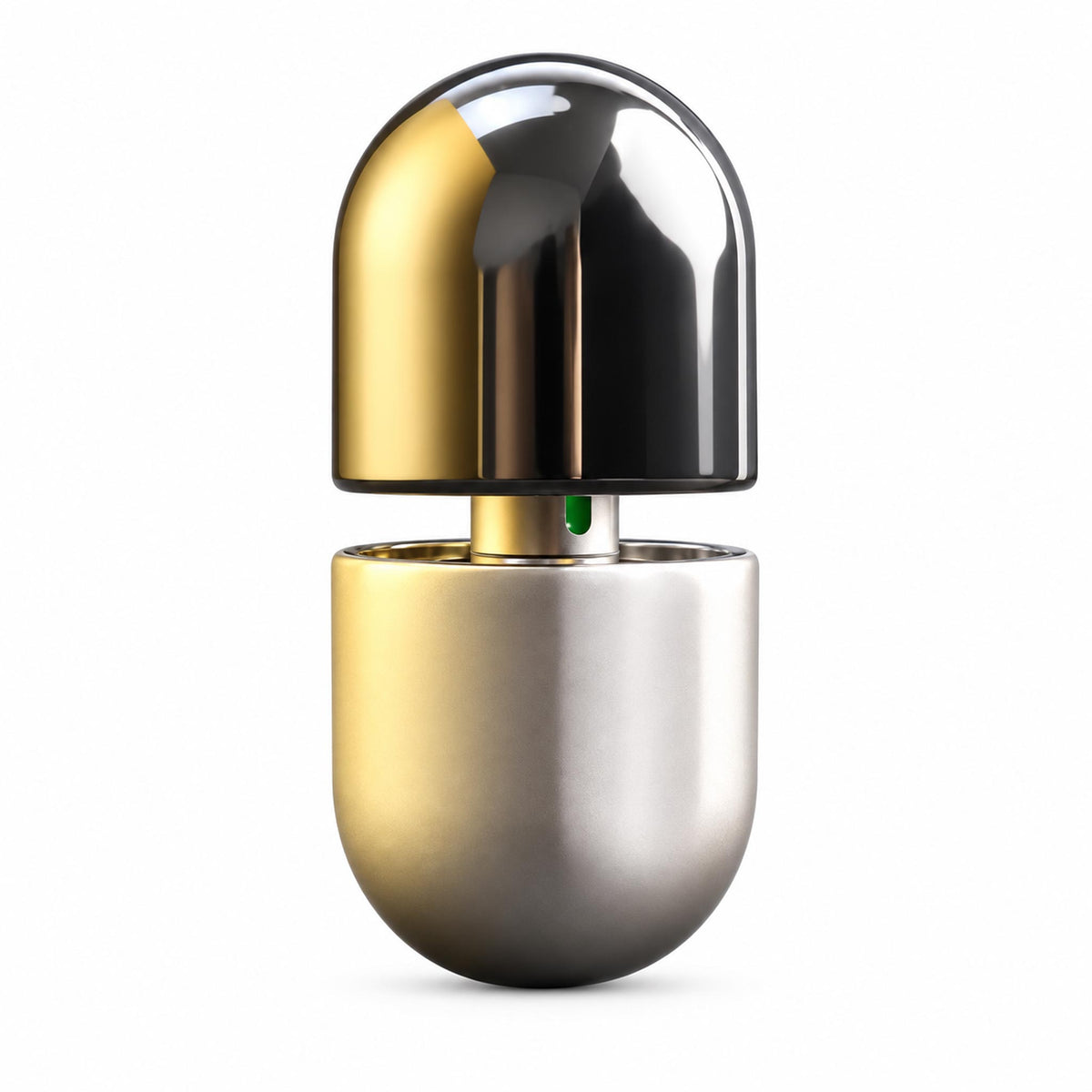 Extended mocha two-tone metal capsule fidget slider showing inner mechanism