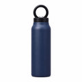 Deep navy blue 27 oz magnetic water bottle with built-in straw lid isolated