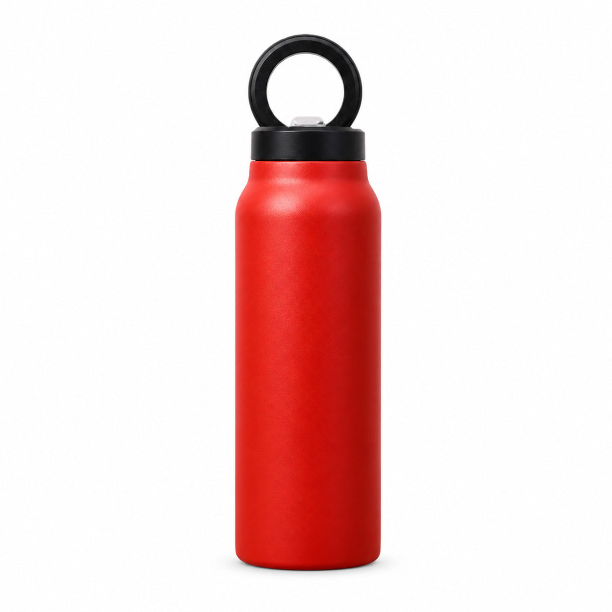 Crimson red insulated magnetic tumbler with 90 degree adjustable phone stand