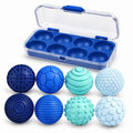 Ocean blue 8-piece textured magnetic sensory ball set in clear storage case