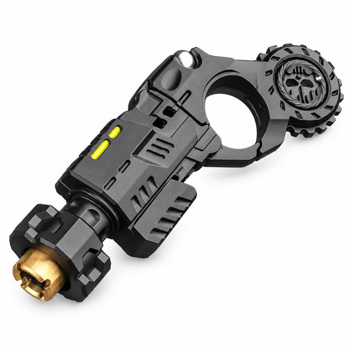 Sleek black multi-action mechanical EDC fidget toy with tactile gear roller