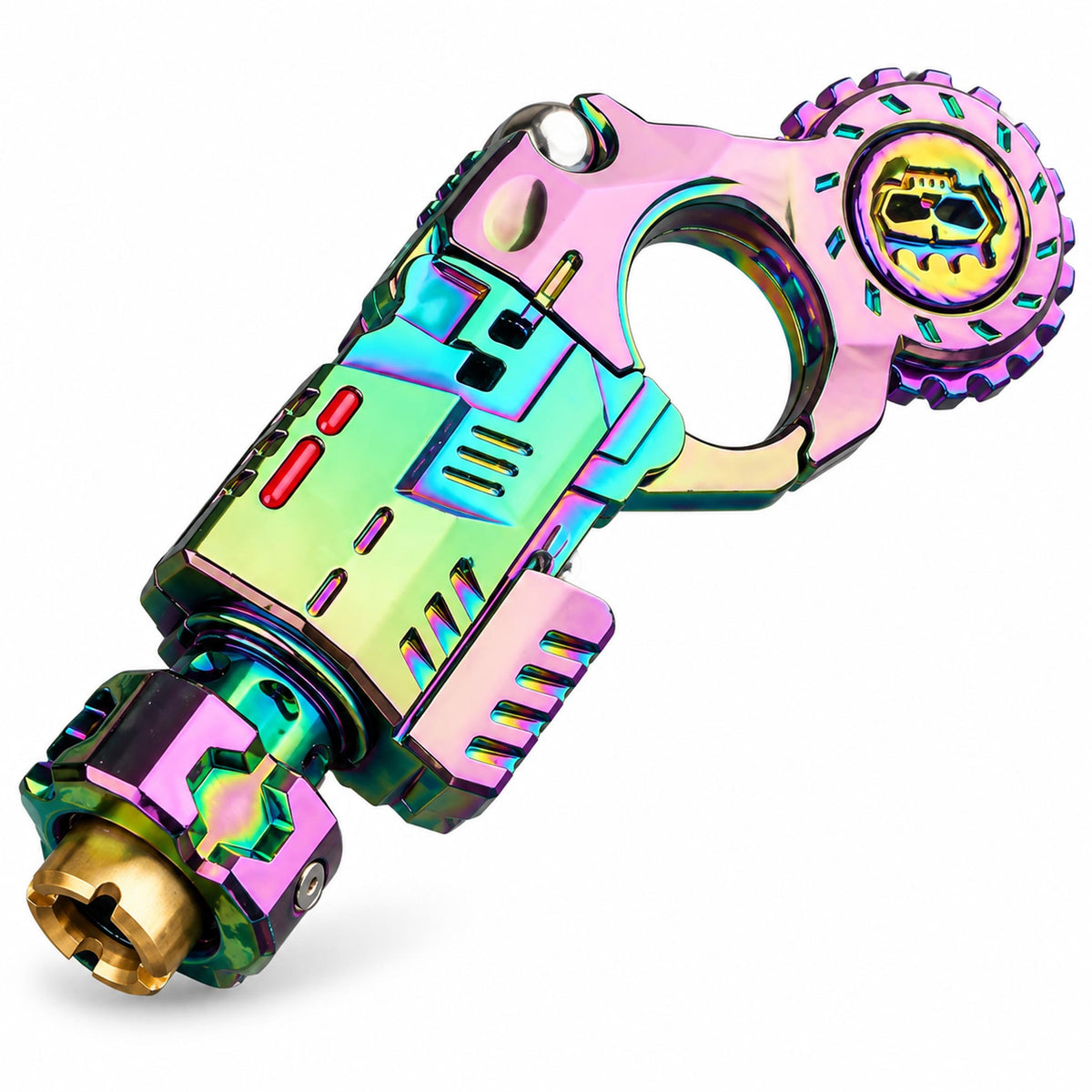 Rainbow neo chrome metallic multi-action EDC fidget toy with rotating dial