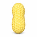 Yellow textured peanut squishy toy standing upright on studio background