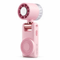 Pink portable handheld fan with a semiconductor cooling plate and built-in phone stand