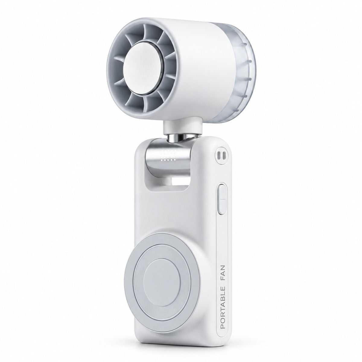 Pearl white portable turbo handheld fan with semiconductor ice cooling pad
