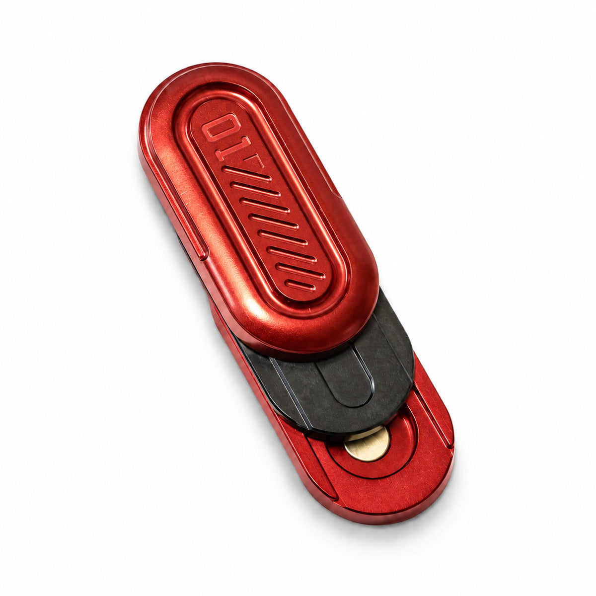 Vibrant red capsule shaped 3-layer fidget slider desk stress relief toy