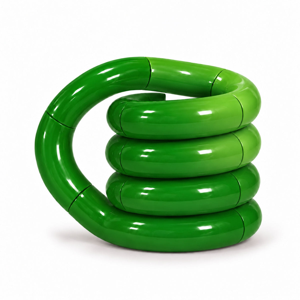 Emerald green temperature color-changing twist and turn fidget loop on white