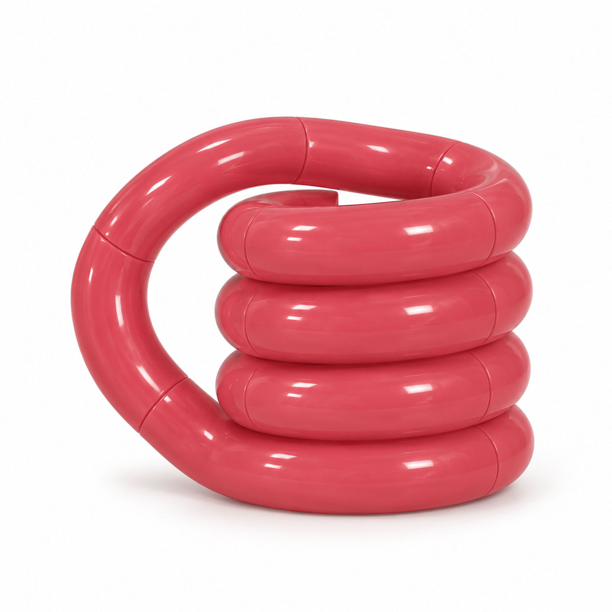 Coral pink thermochromic twist and turn tactile sensory fidget loop coiled
