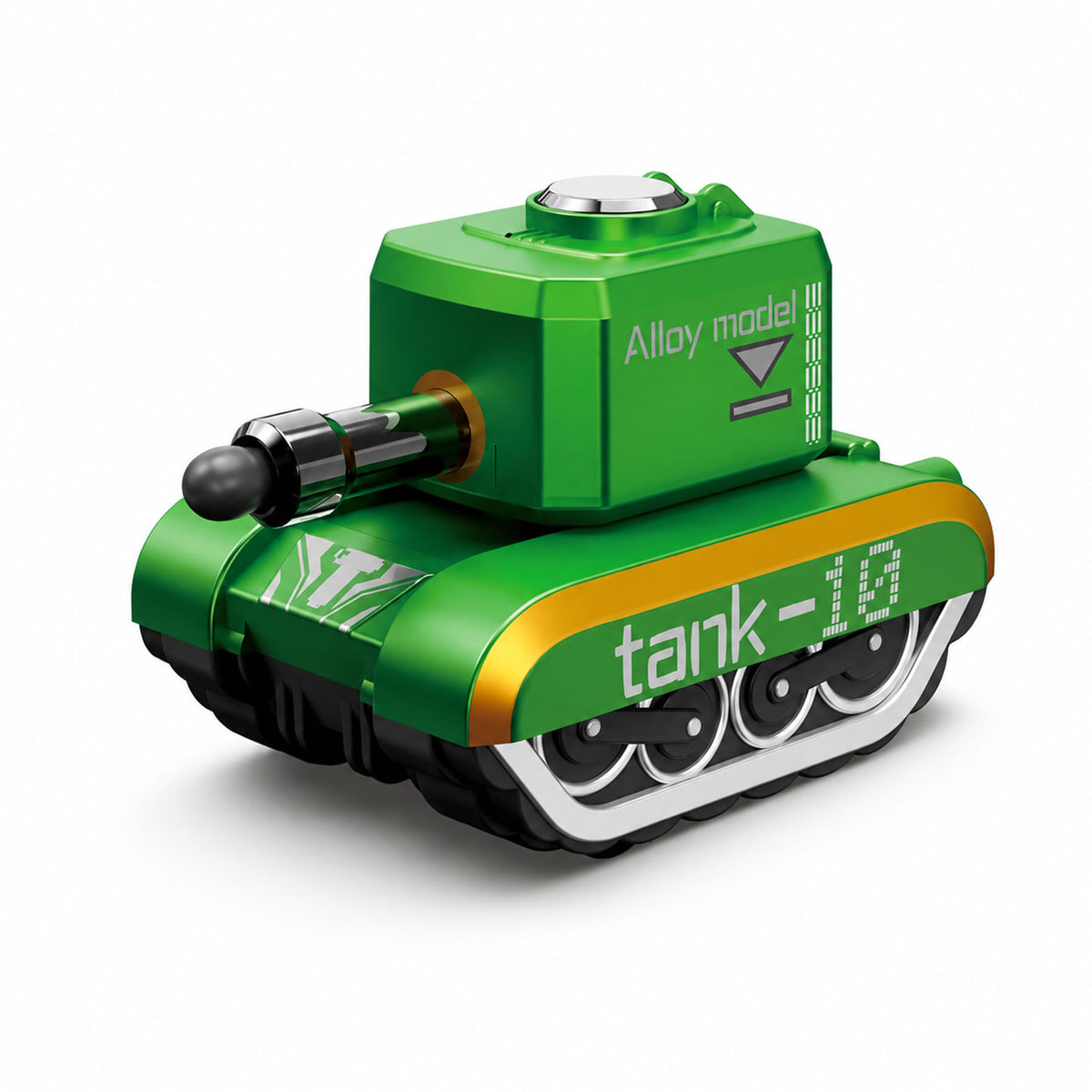 Emerald green alloy mechanical crawler model with rotating swivel top